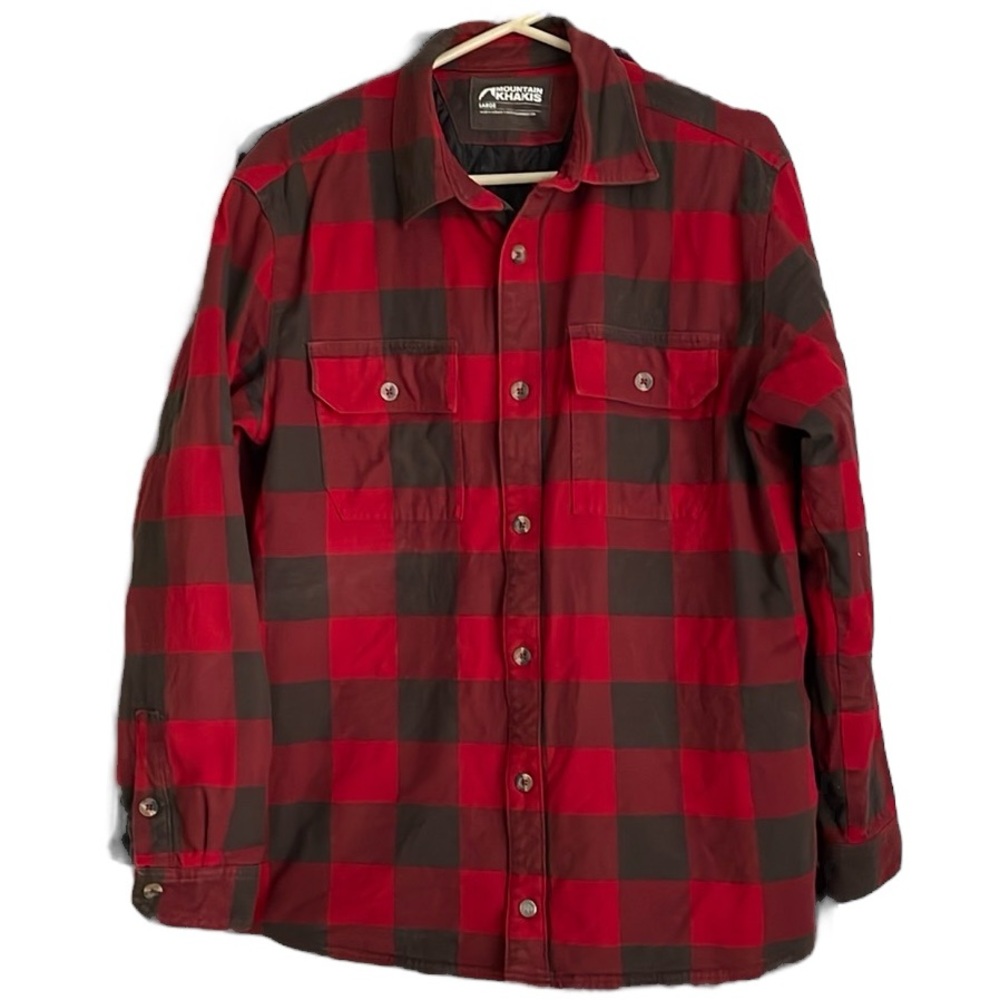 Mountain Khakis Size Large Red and Black‎ Buffalo Plaid Insulated Shirt Jacket.
